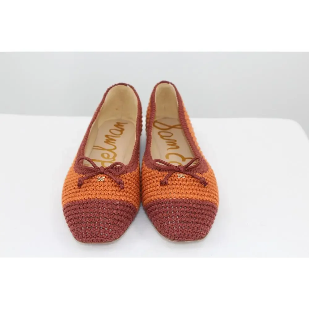 SAM EDELMAN MADISON CROCHET BALLET FLAT SIZE 8 Orange Sunset NEW